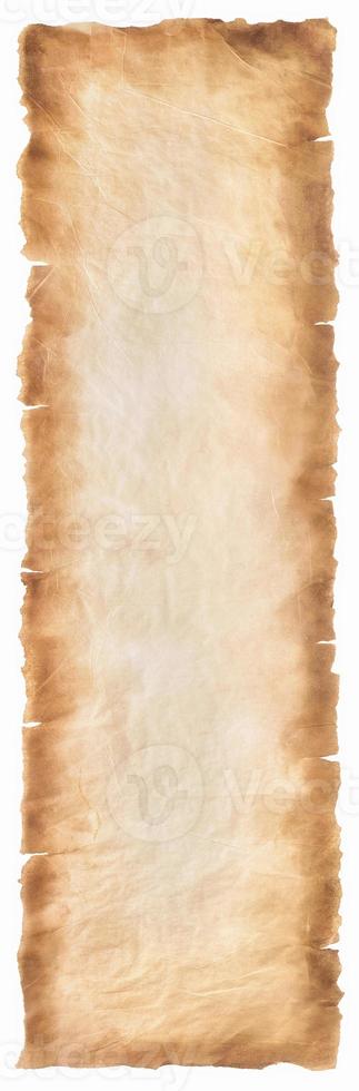 old parchment paper sheet vintage aged or texture isolated on white background photo