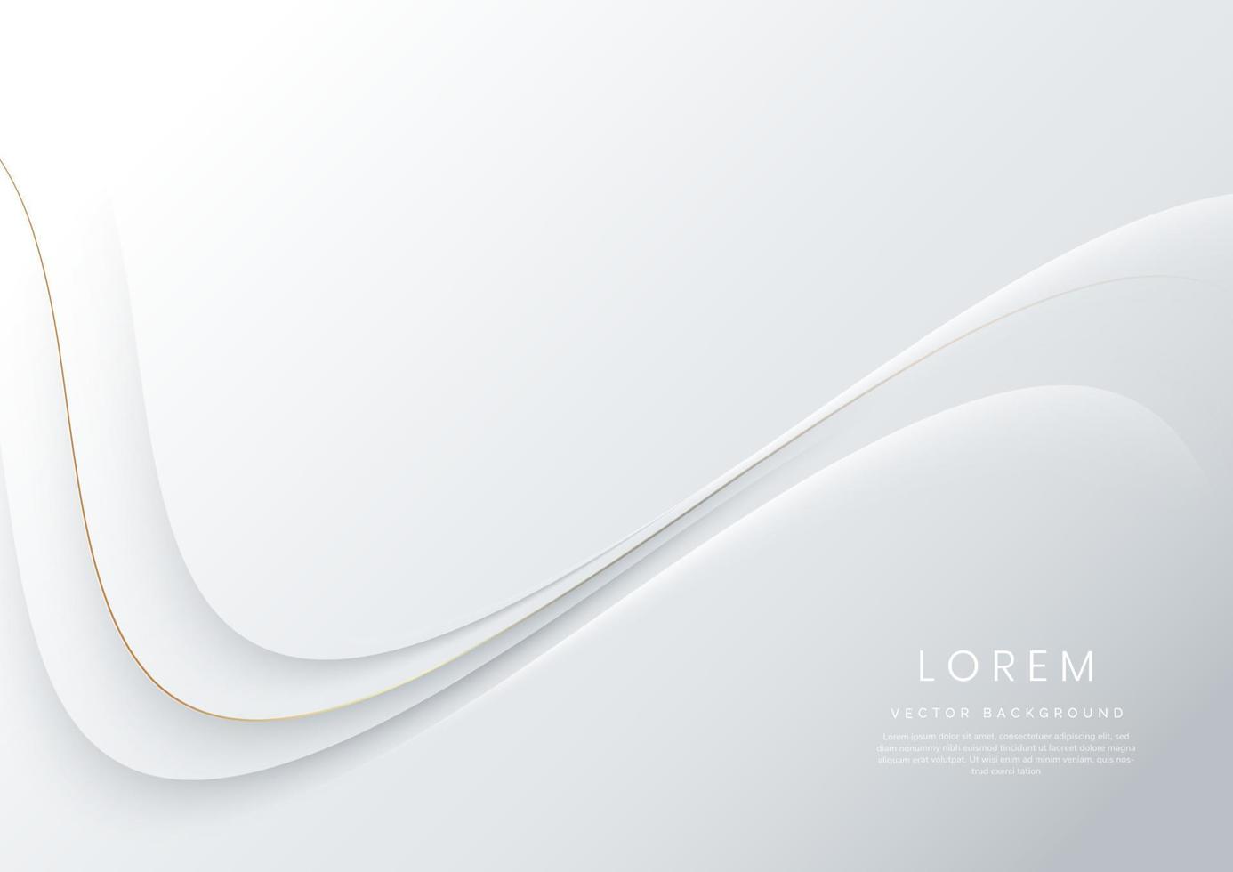 Abstract 3d white curved background with copy space for text. Luxury style template design. Vector illustration