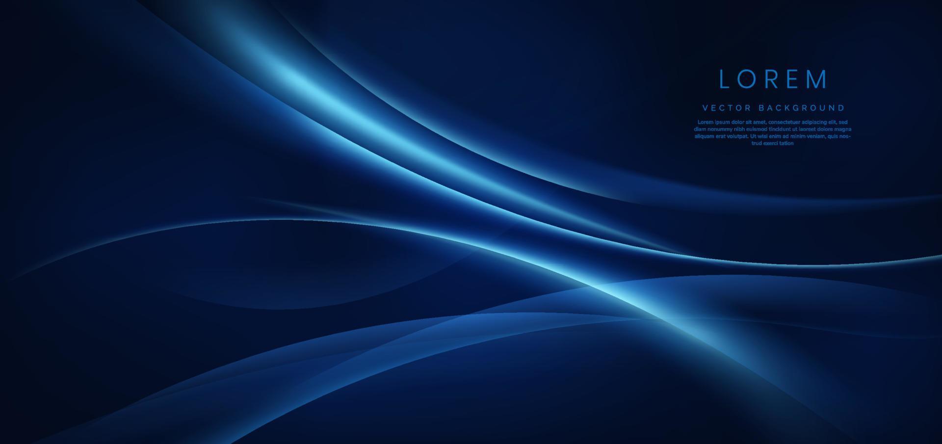 Abstract technology futuristic glowing blue curved line on dark blue background. vector