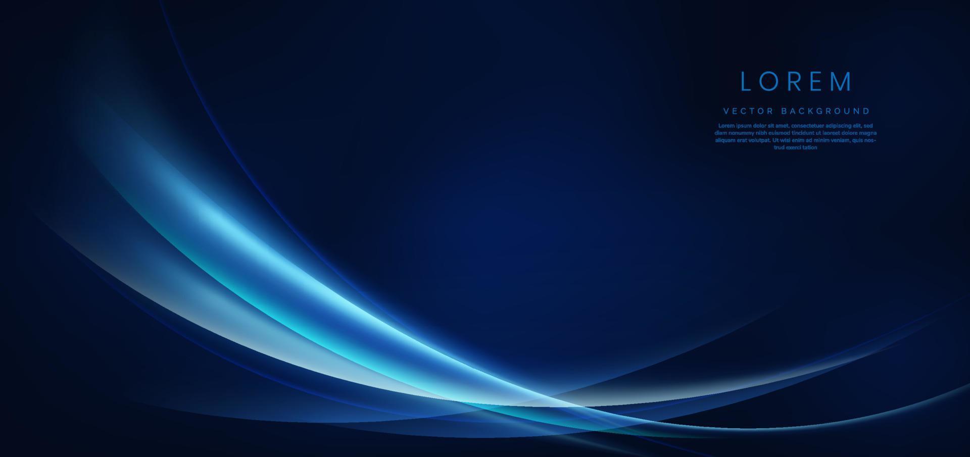 Abstract technology futuristic glowing blue curved line on dark blue background. vector