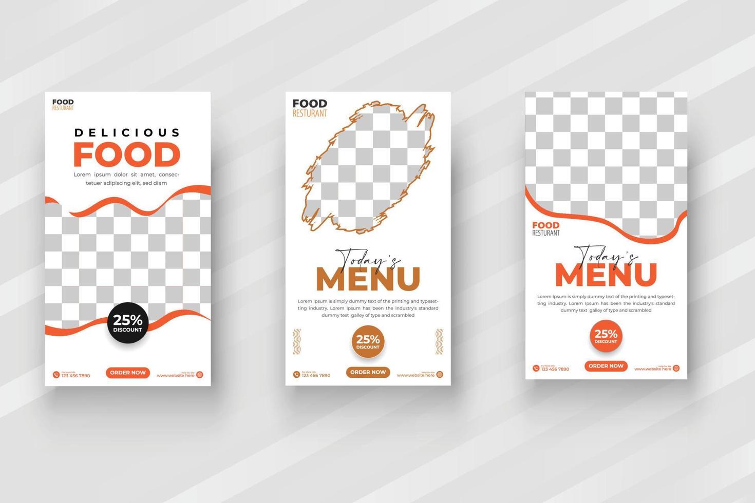 food social media stories template design vector