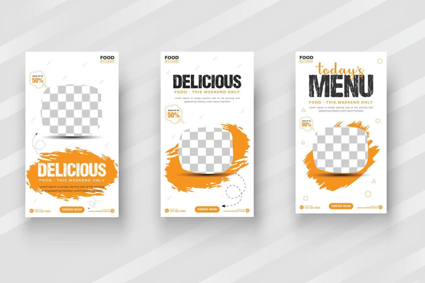 food social media stories template design. or yellow color instgram storis template. vector