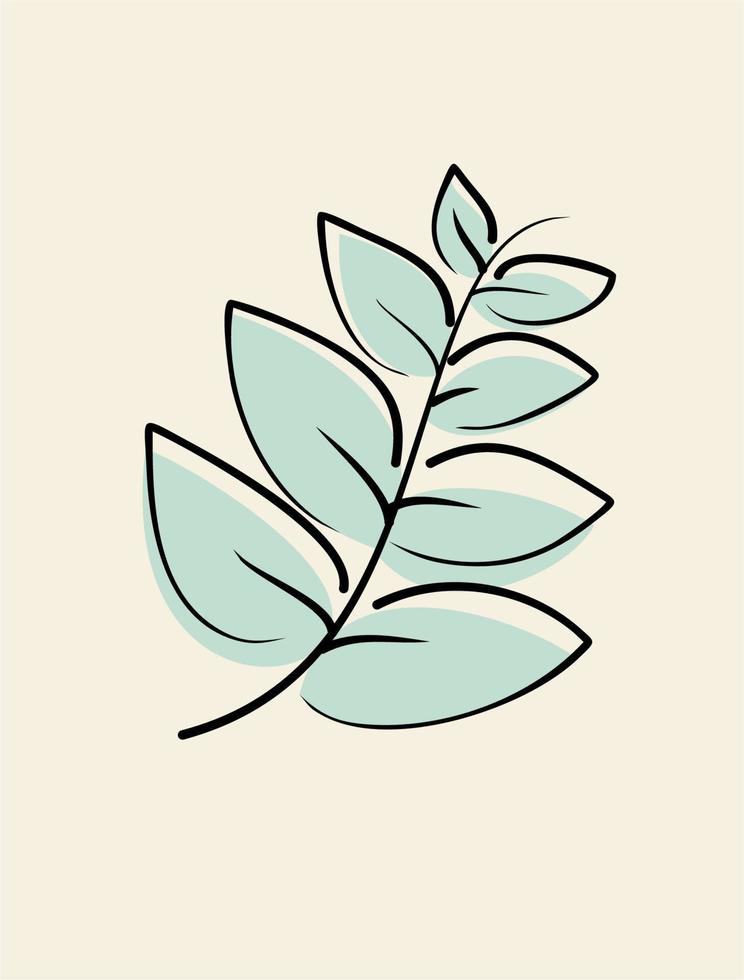 Abstract leaf minim hand drwaing Modern Design. Wall art with lines shape, trendy design, contemporary artwork concept vector