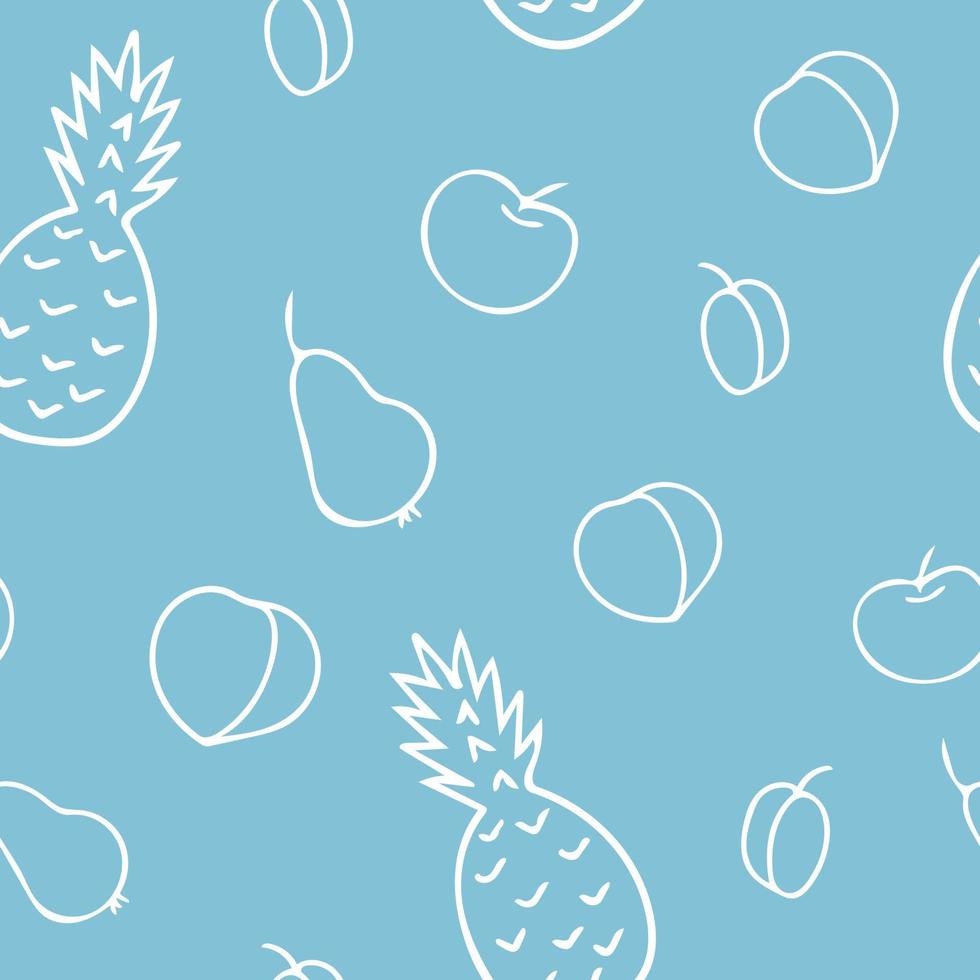 fruits seamless pattern. food hand drawn in doodle style vector
