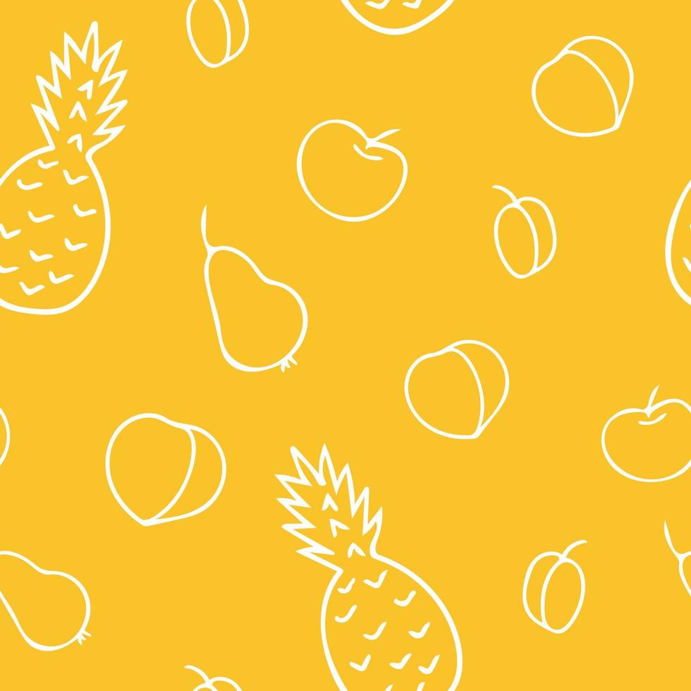 fruits seamless pattern. food hand drawn in doodle style vector