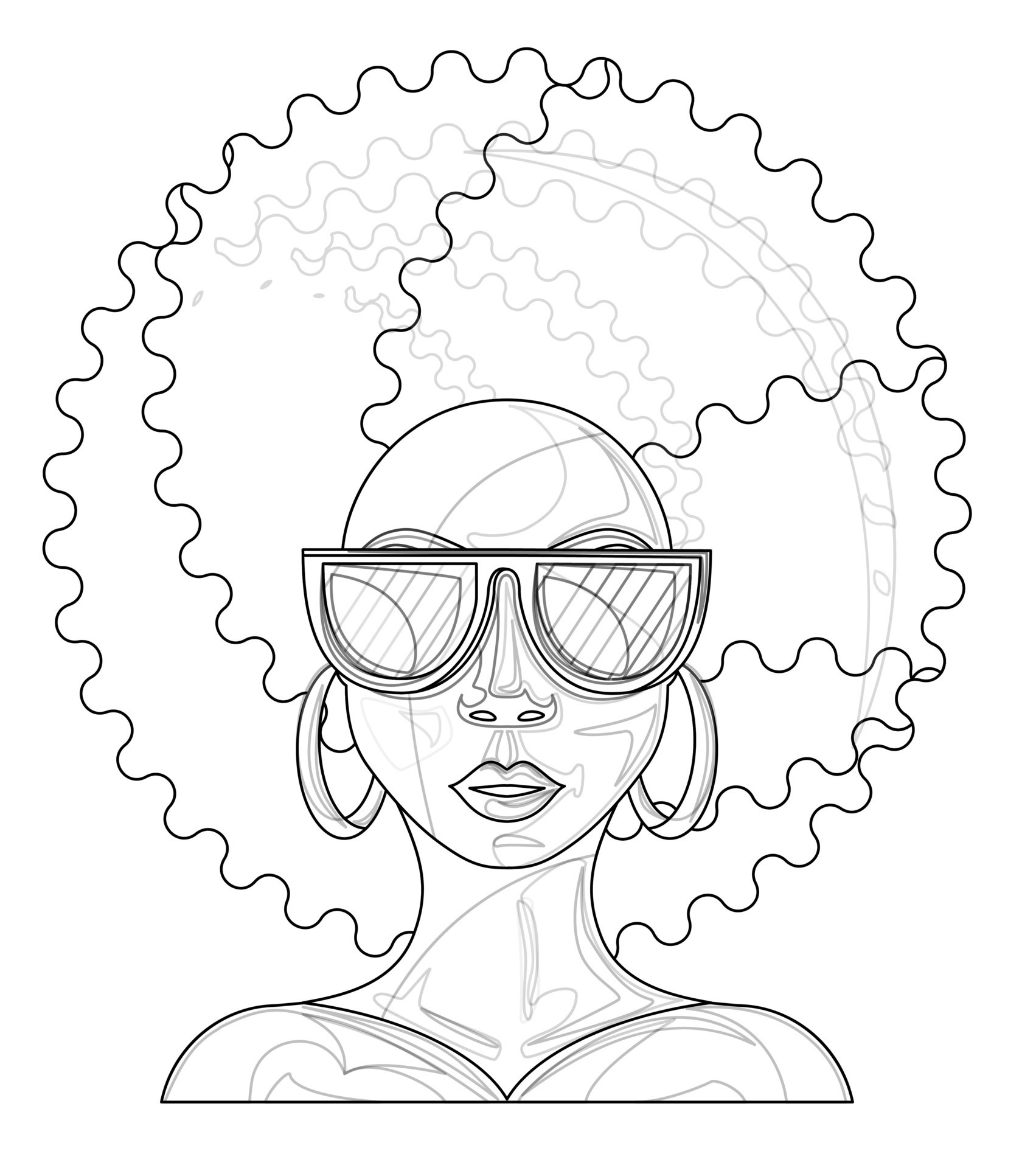 Ector Image Of A Dark Skinned Woman In Sunglasses And A Luxurious Hairstyle In Full Face 8953923