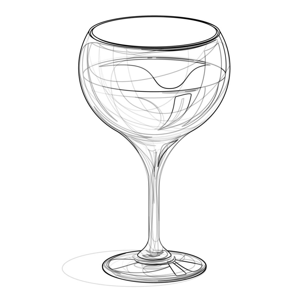 Vector image of a glass with liquid in lines. Concept. EPS 10