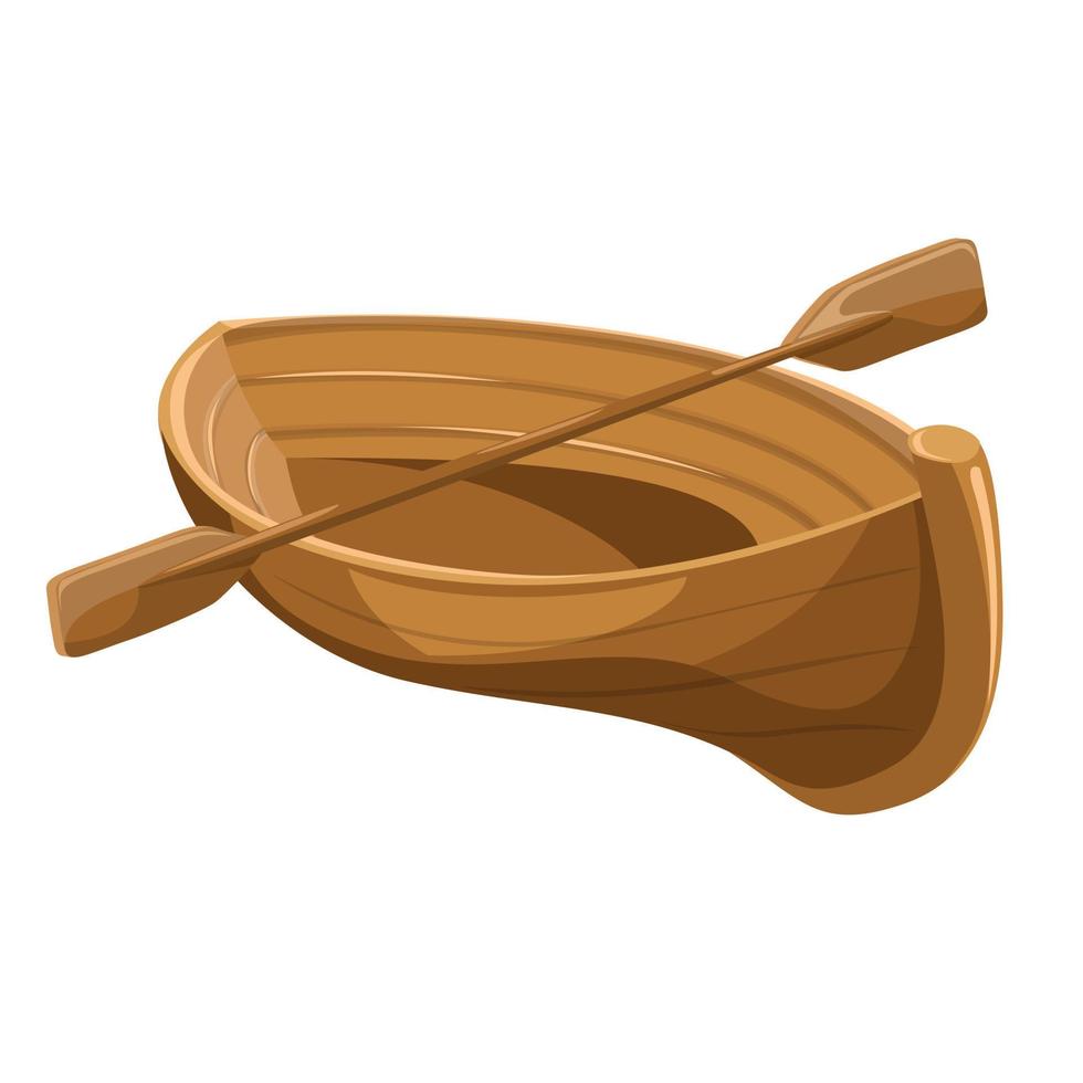 Vector image of a wooden boat with oars isolated on a white background. Concept. Cartoon style. EPS 10