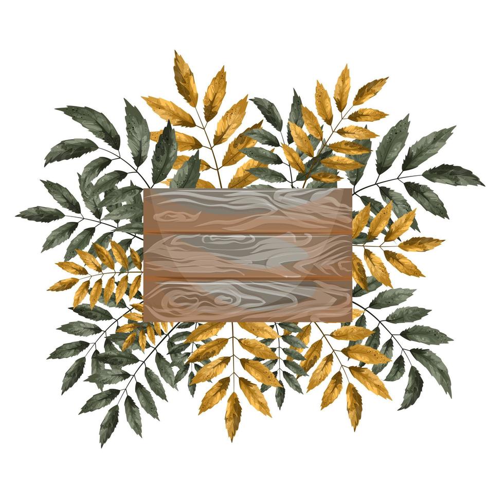 Vector image of a signboard or shield for an inscription surrounded by foliage