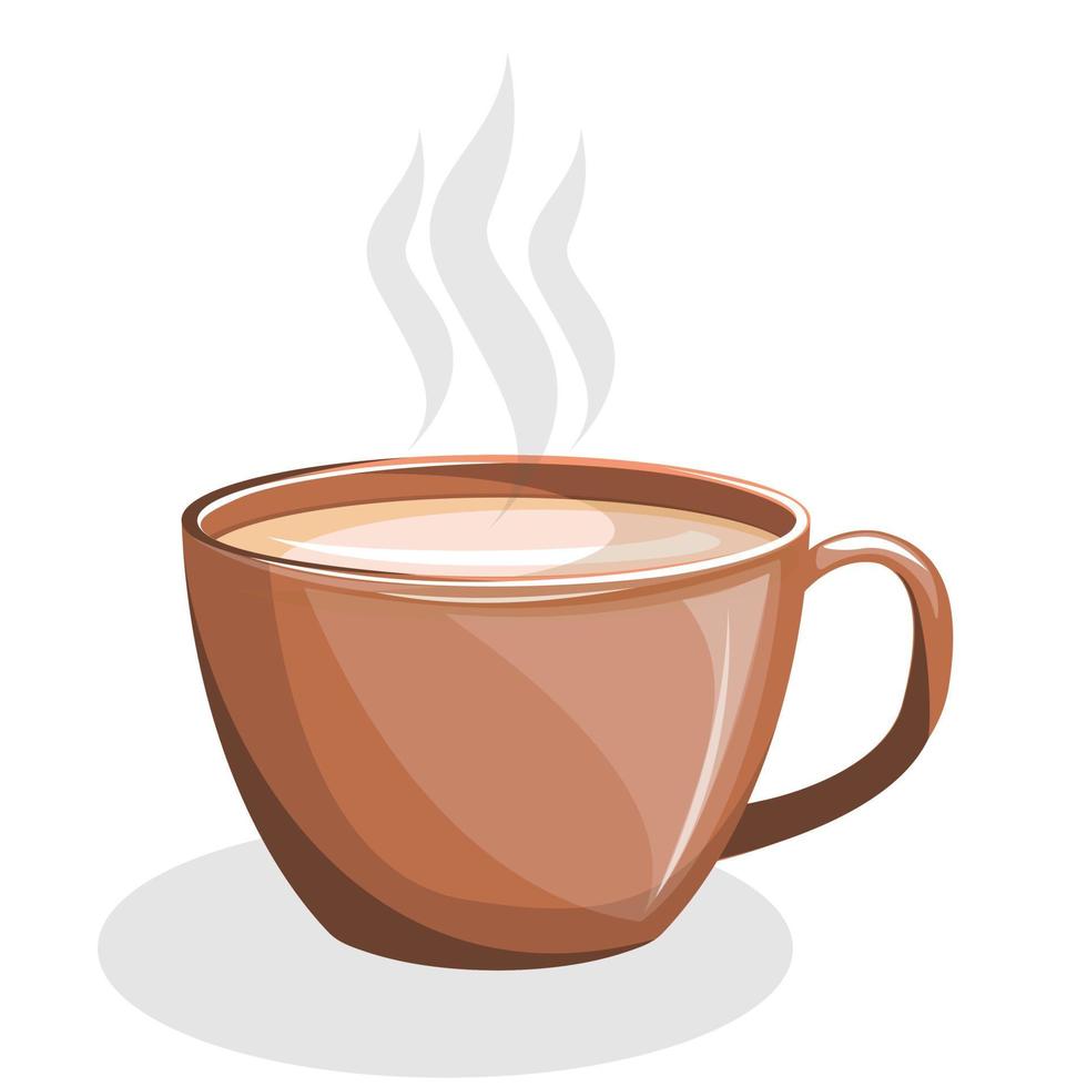 Vector image of a cup filled with hot drink. Isolated on white background. EPS 10