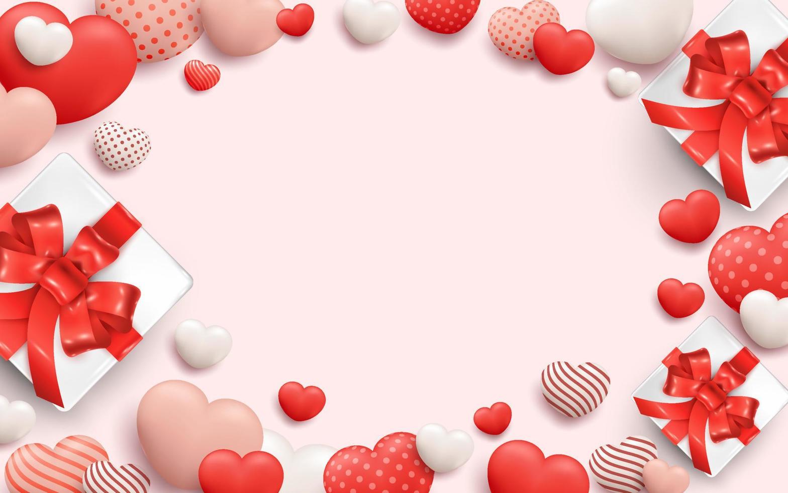 Gift Box and 3d Hearts Background vector