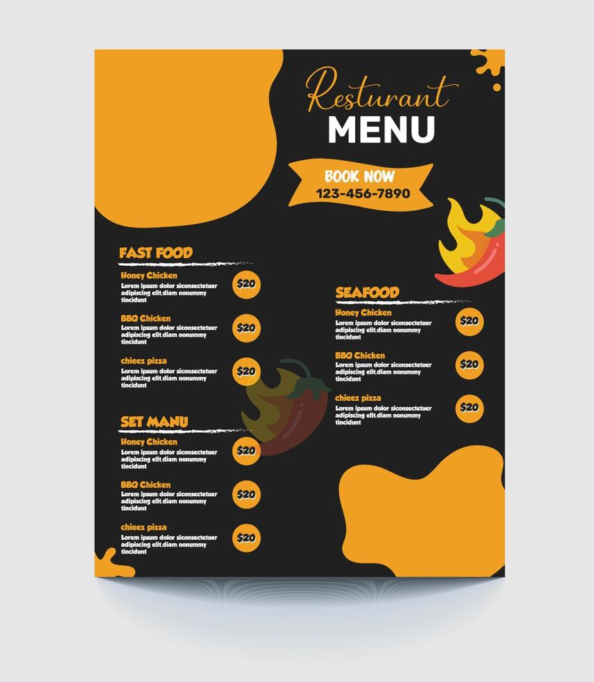 Food menu design template vector