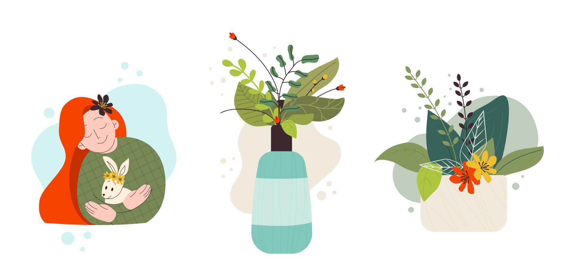 Set of natural organic cosmetics. Not tested on animals. Vector illustration about eco-friendliness.