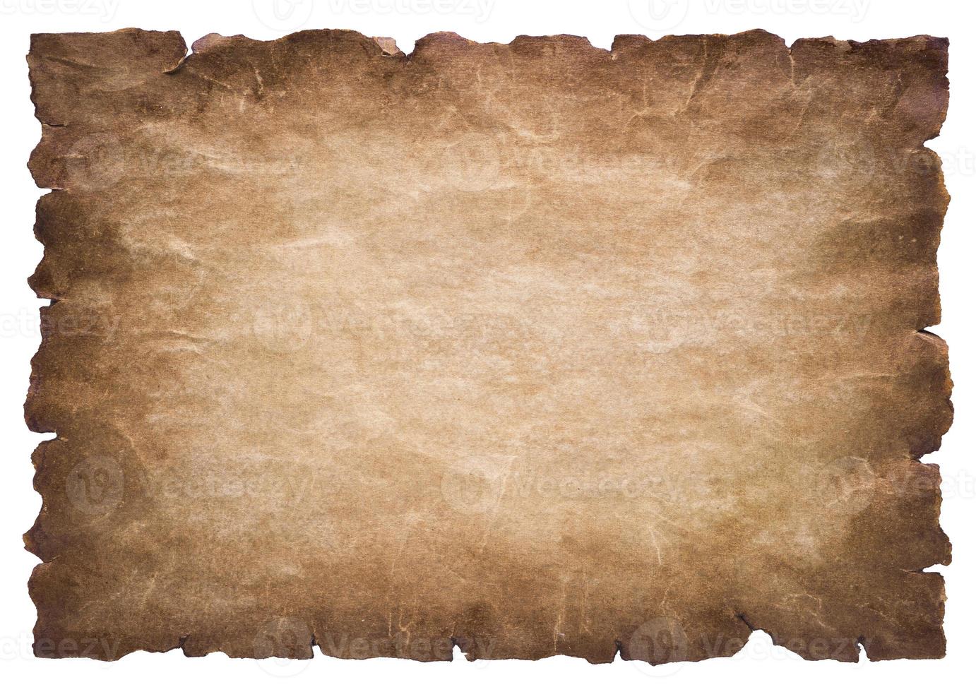 old parchment paper sheet vintage aged or texture isolated on white background photo