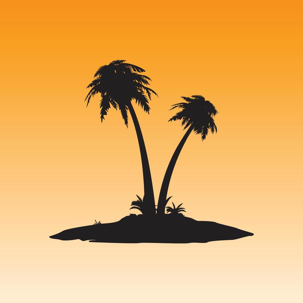 palm tree island in silhouette vector