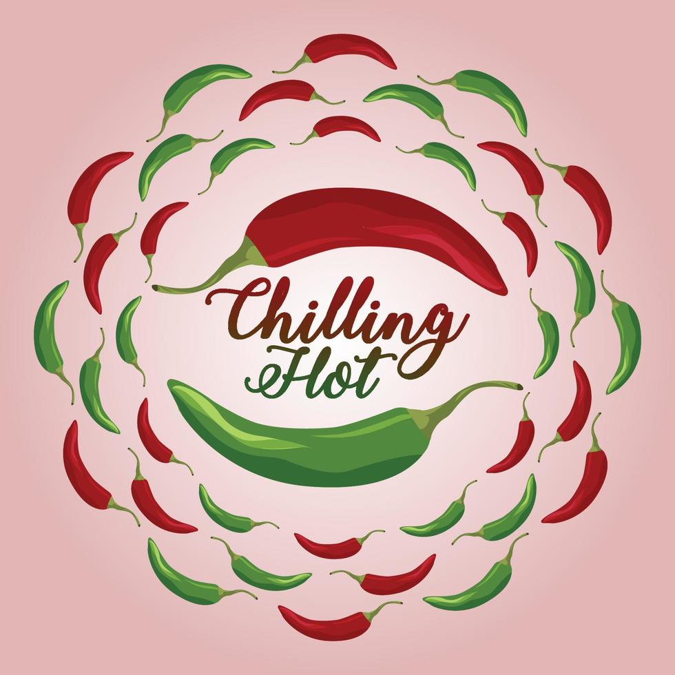 red green chili in circular form vector