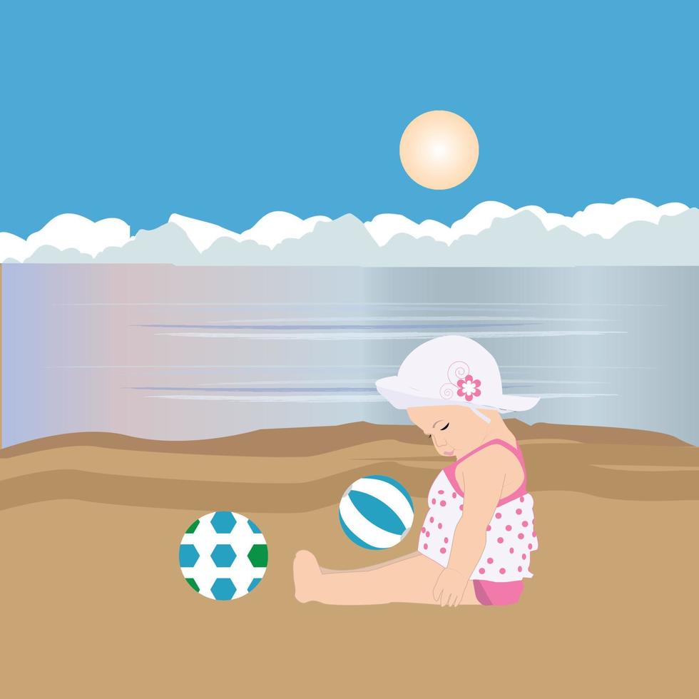 Cute baby on a beach vector