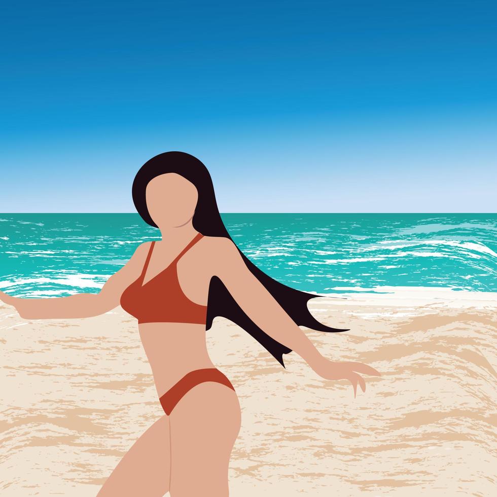 beautiful  girl on a beach vector