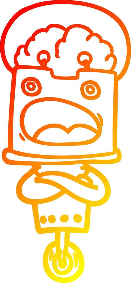 warm gradient line drawing cartoon robot vector