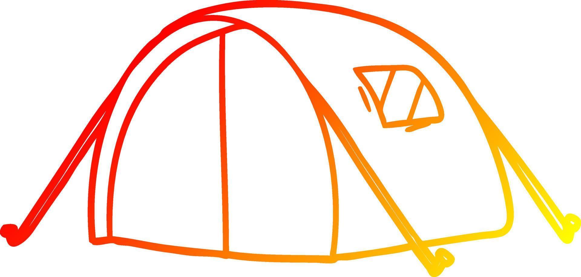 warm gradient line drawing cartoon tent vector