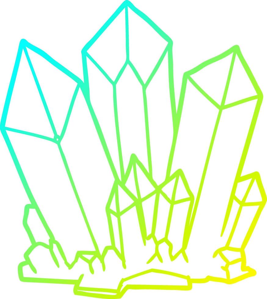 cold gradient line drawing cartoon crystals vector