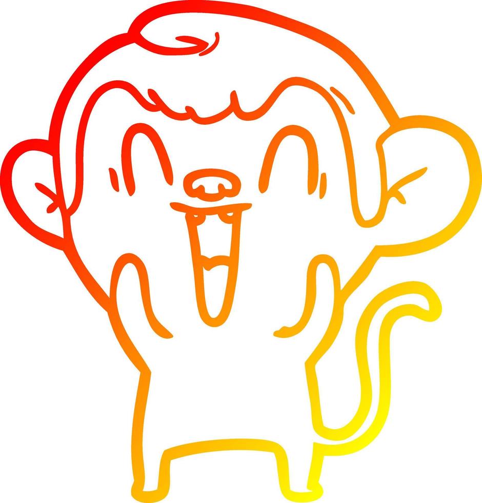 warm gradient line drawing cartoon laughing monkey vector