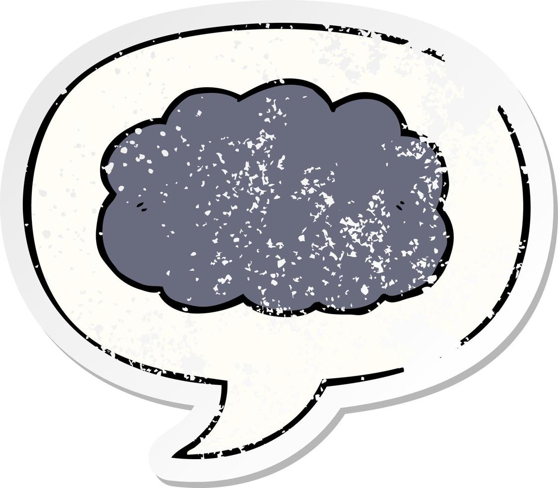 cartoon cloud and speech bubble distressed sticker vector