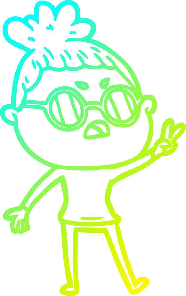 cold gradient line drawing cartoon annoyed woman vector