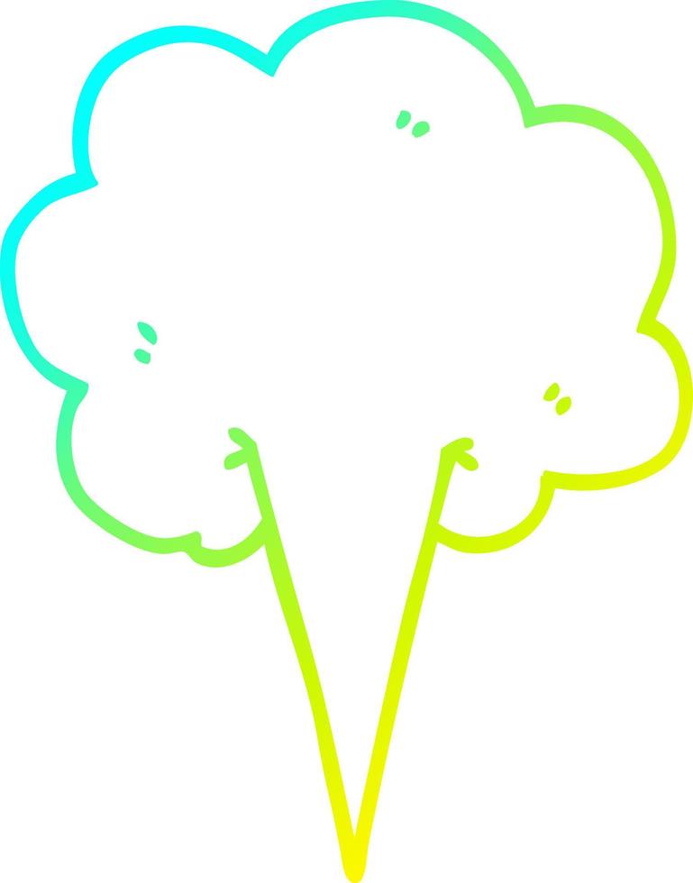 cold gradient line drawing cartoon whooshing cloud vector