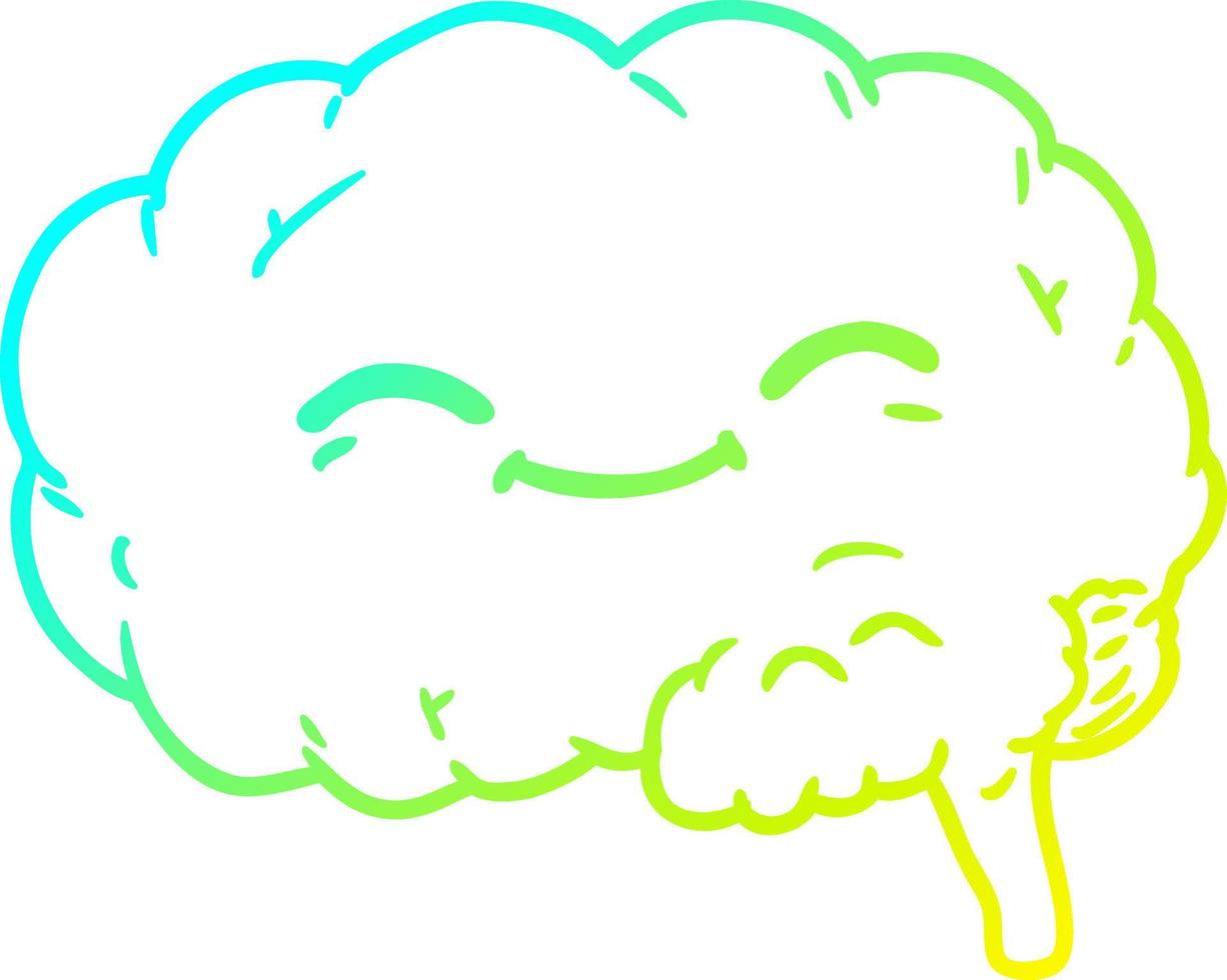 cold gradient line drawing cartoon brain vector