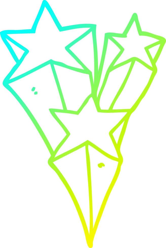 cold gradient line drawing cartoon shooting stars vector