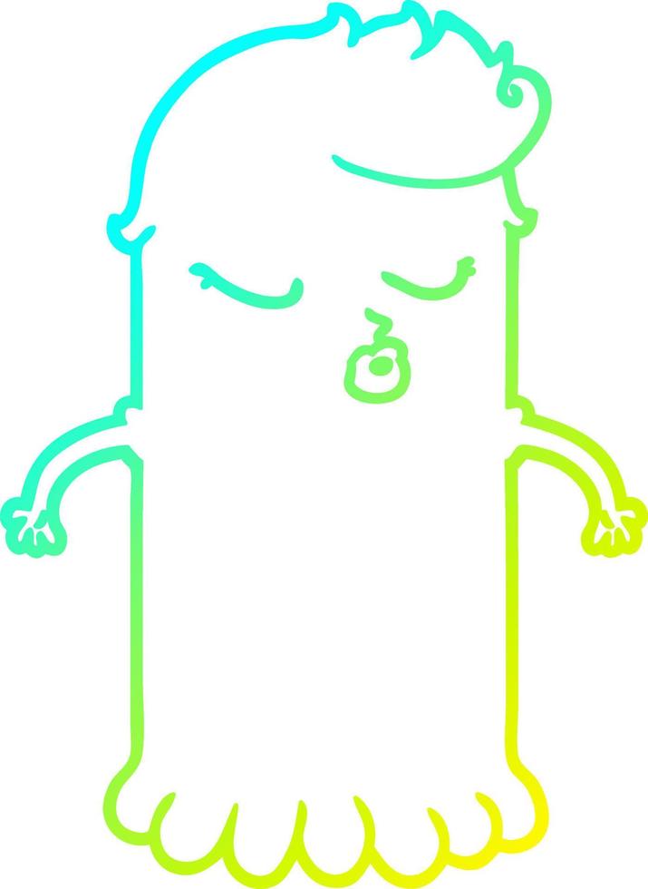 cold gradient line drawing cartoon cute ghost vector