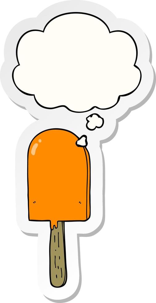 cartoon lollipop and thought bubble as a printed sticker vector