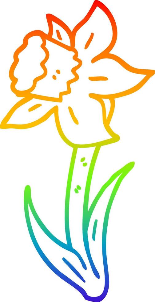 rainbow gradient line drawing cartoon daffodil vector