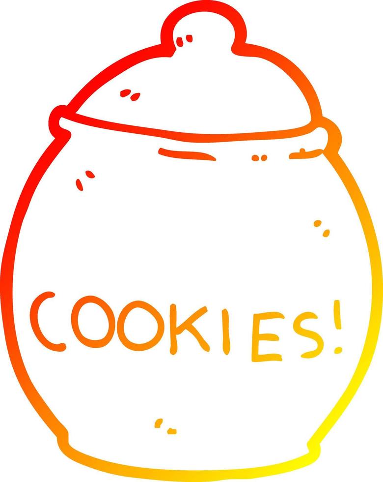 warm gradient line drawing cartoon cookie jar vector