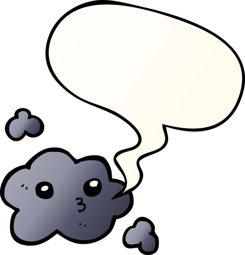 cute cartoon cloud and speech bubble in smooth gradient style vector