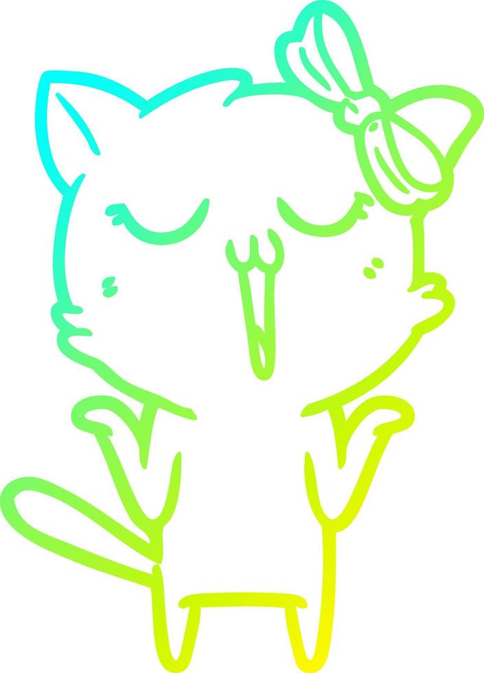 cold gradient line drawing cartoon cat vector
