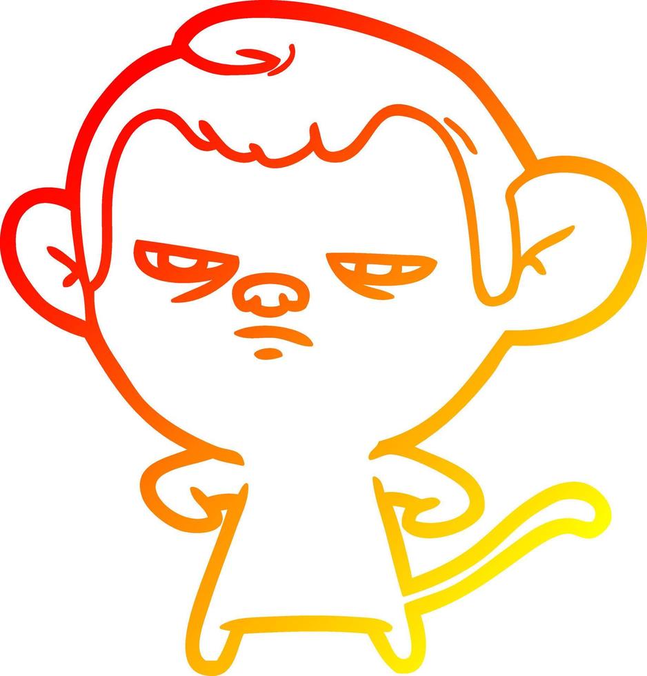 warm gradient line drawing cartoon monkey vector