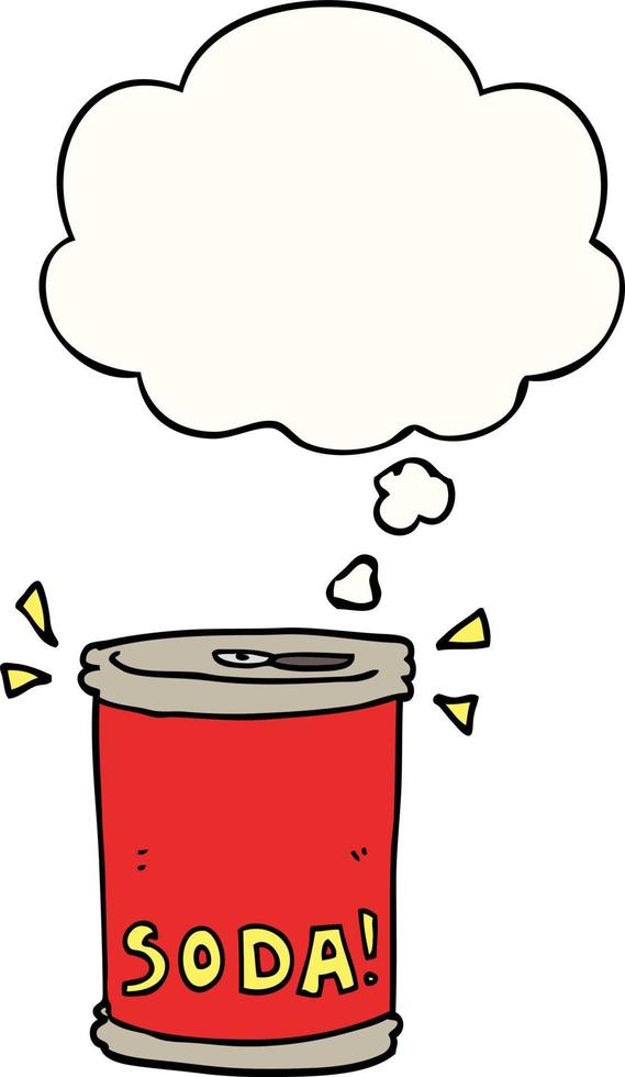 cartoon soda can and thought bubble vector