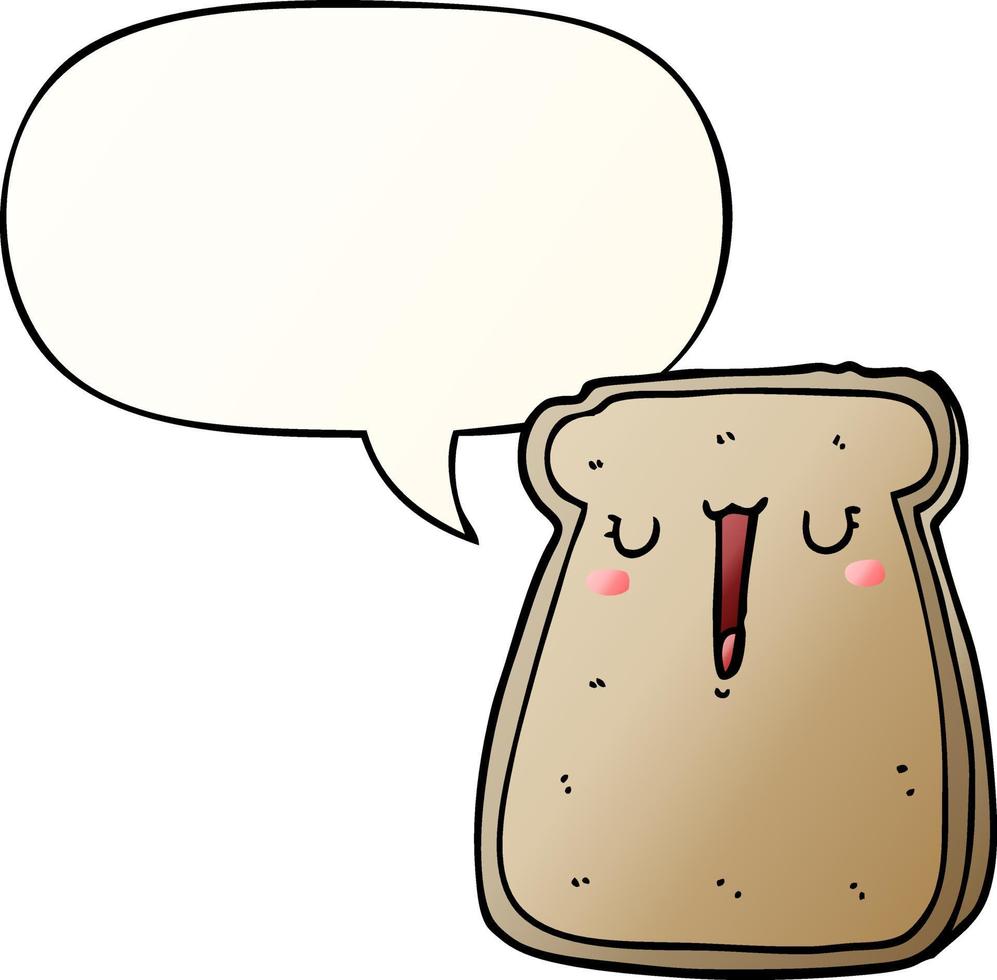 cartoon toast and speech bubble in smooth gradient style vector