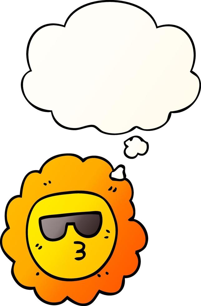 cartoon sunflower and thought bubble in smooth gradient style vector