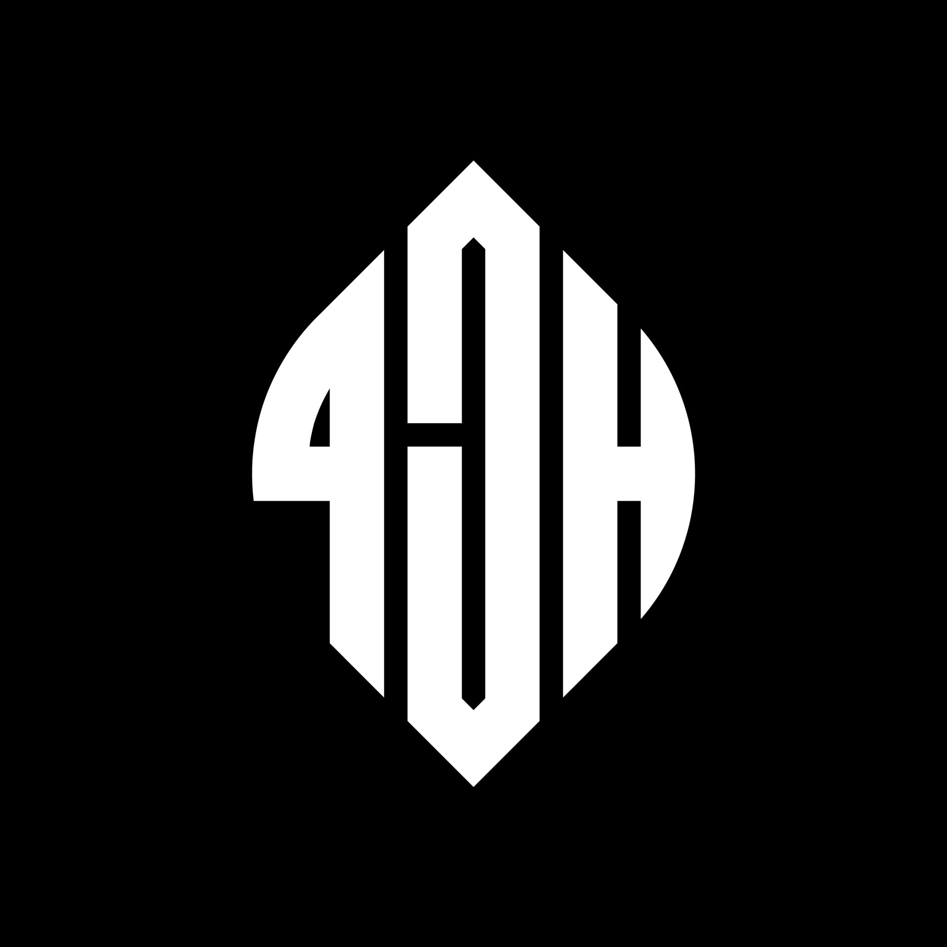 QJH circle letter logo design with circle and ellipse shape. QJH ...
