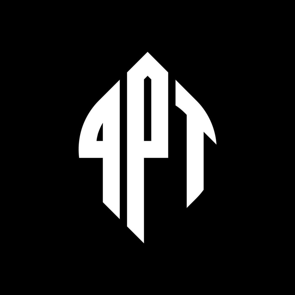 QPT circle letter logo design with circle and ellipse shape. QPT ellipse letters with typographic style. The three initials form a circle logo. QPT Circle Emblem Abstract Monogram Letter Mark Vector. vector