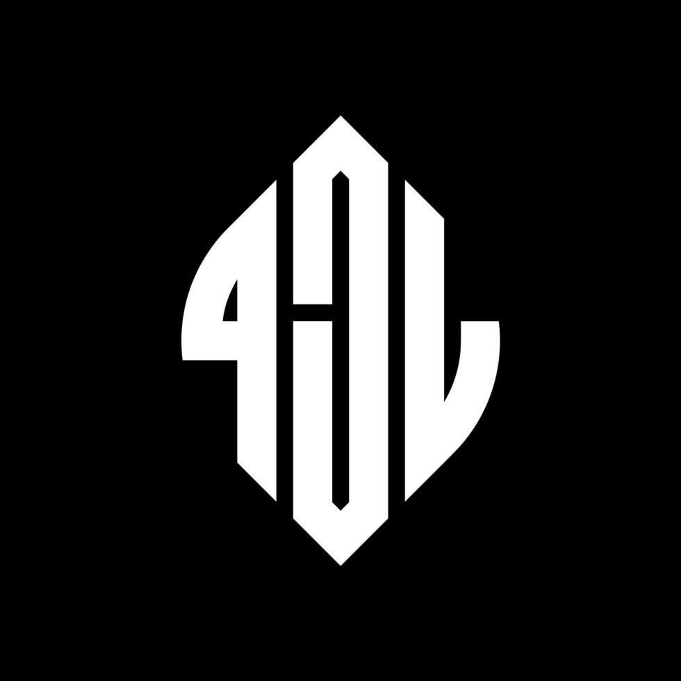 QJL circle letter logo design with circle and ellipse shape. QJL ellipse letters with typographic style. The three initials form a circle logo. QJL Circle Emblem Abstract Monogram Letter Mark Vector. vector