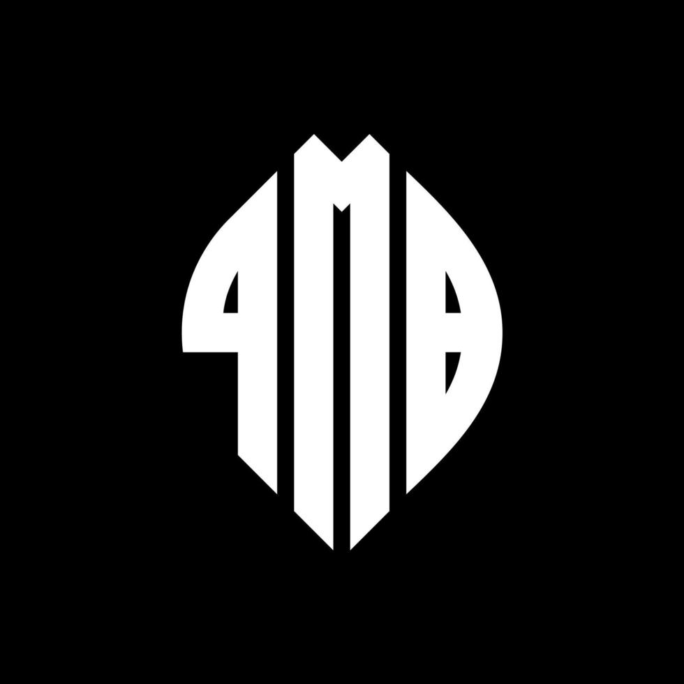 QMB circle letter logo design with circle and ellipse shape. QMB ellipse letters with typographic style. The three initials form a circle logo. QMB Circle Emblem Abstract Monogram Letter Mark Vector. vector