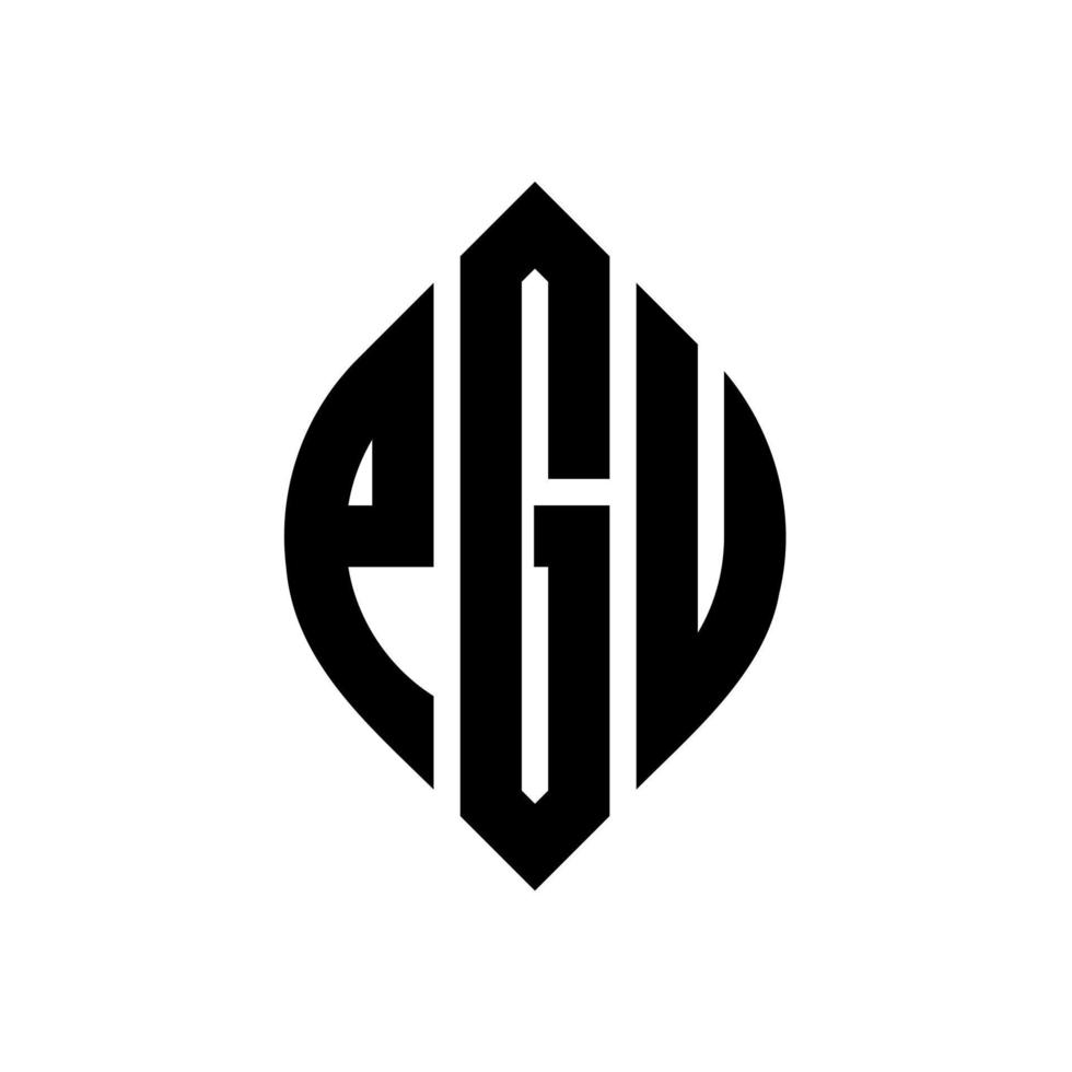 PGU circle letter logo design with circle and ellipse shape. PGU ellipse letters with typographic style. The three initials form a circle logo. PGU Circle Emblem Abstract Monogram Letter Mark Vector. vector
