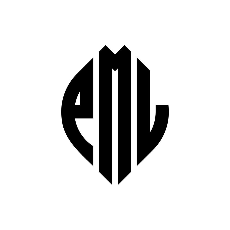 diseño de logotipo de letra de círculo pml con forma de círculo y elipse. letras de elipse pml con estilo tipográfico. las tres iniciales forman un logo circular. vector de marca de letra de monograma abstracto del emblema del círculo pml.