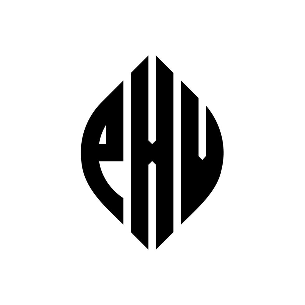 diseño de logotipo de letra de círculo pxv con forma de círculo y elipse. letras elipses pxv con estilo tipográfico. las tres iniciales forman un logo circular. vector de marca de letra de monograma abstracto del emblema del círculo pxv.