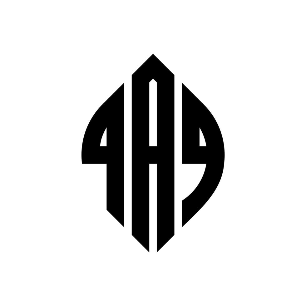 QAQ circle letter logo design with circle and ellipse shape. QAQ ellipse letters with typographic style. The three initials form a circle logo. QAQ Circle Emblem Abstract Monogram Letter Mark Vector. vector