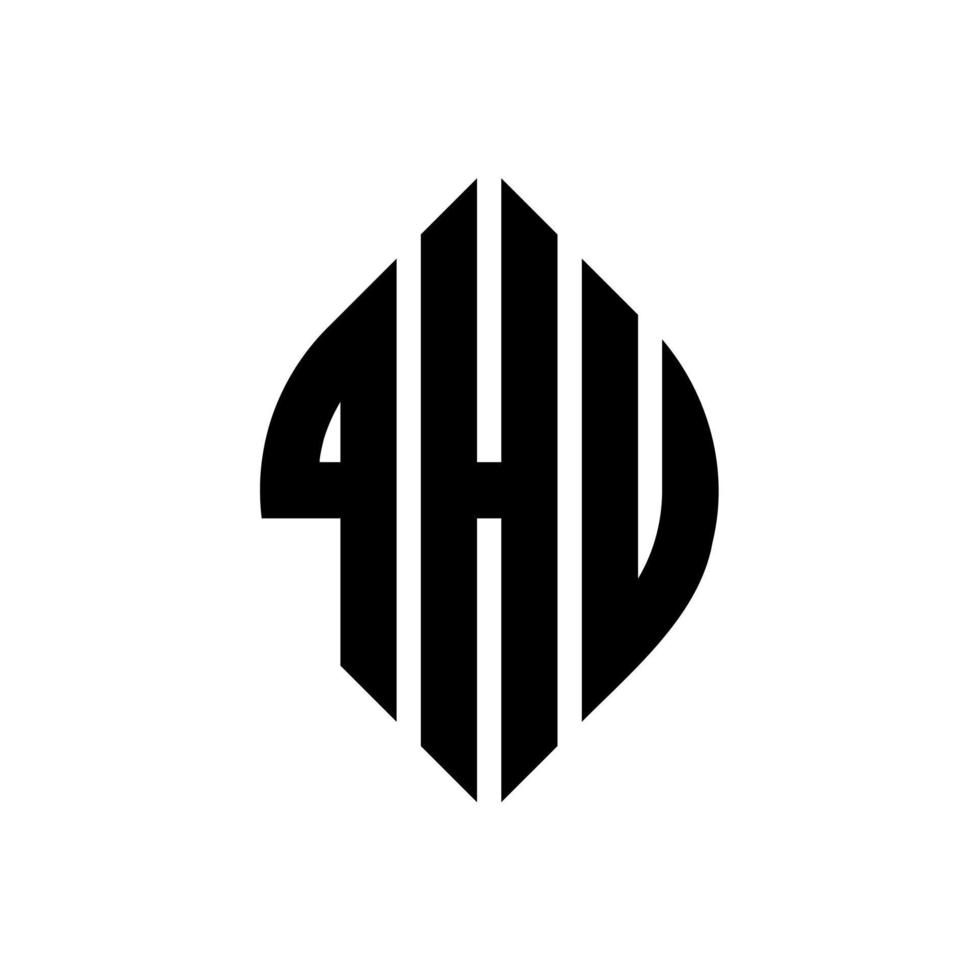 diseño de logotipo de letra de círculo qhu con forma de círculo y elipse. letras de elipse qhu con estilo tipográfico. las tres iniciales forman un logo circular. vector de marca de letra de monograma abstracto del emblema del círculo qhu.